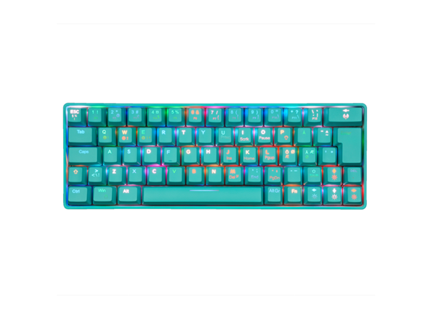 Fourze GK60 Mini Gaming Tastatur Turkis USB-C&Bluetooth,60%,Mekanisk,RGB,Nordisk