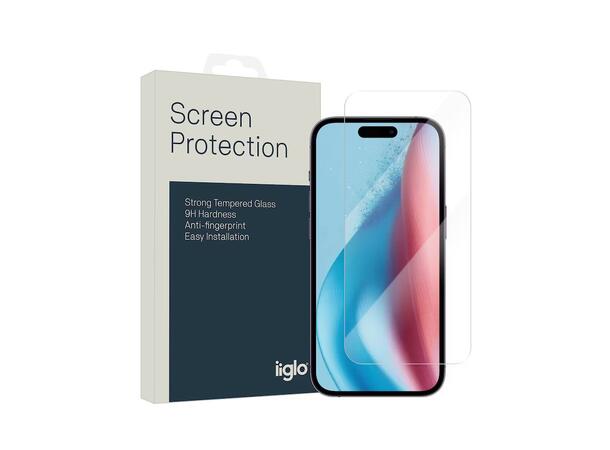 iiglo iPhone 15 Skjermbeskytter Herdet glass og enkel montering 