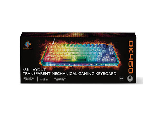 DELTACO GAMING Tastatur transparent Kablet, RGB, Nordisk 