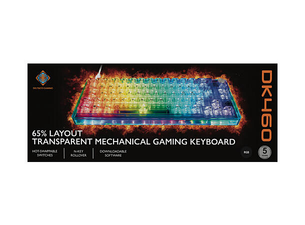 DELTACO GAMING Tastatur transparent Kablet, RGB, Nordisk 