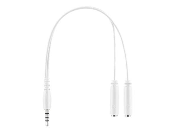 DELTACO GAMING Headset Hvit Kablet, 2,1m, 2x 3,5mm, 1x USB-A
