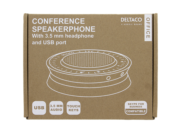 DELTACO OFFICE Konferanse-høyttaler USB, 3,5mm, VOIP/Skype, Svart
