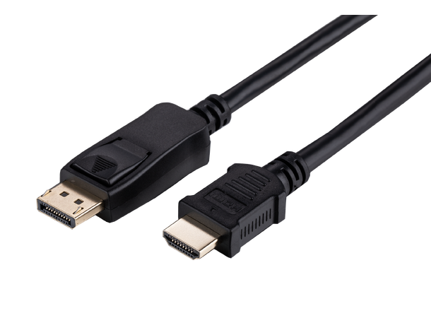 DisplayPort til HDMI-kabel 3 m Med lyd, Sort, Vesrjon 1.2/2.0 