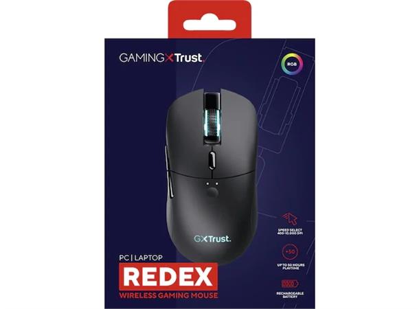 Trust GXT980 Redex Trådløs Gaming Mus USB, 200-10000 DPI, optisk RGB,6 knapper