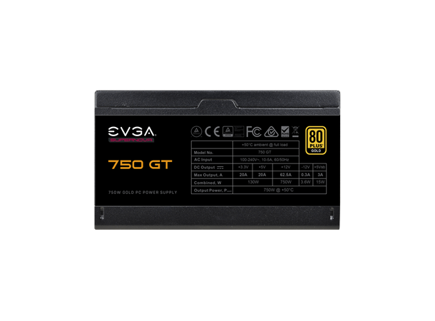 EVGA SuperNOVA 750 GT PSU 750 w, ATX, 80 Plus Gold, full modulær 