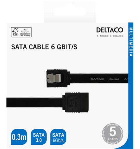 SATA kabel 30 cm sort SATA 3.0, 6Gbps