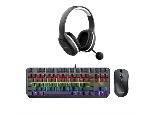 Trust Gaming Pakke TKL Tastatur, mus og trådløst headset