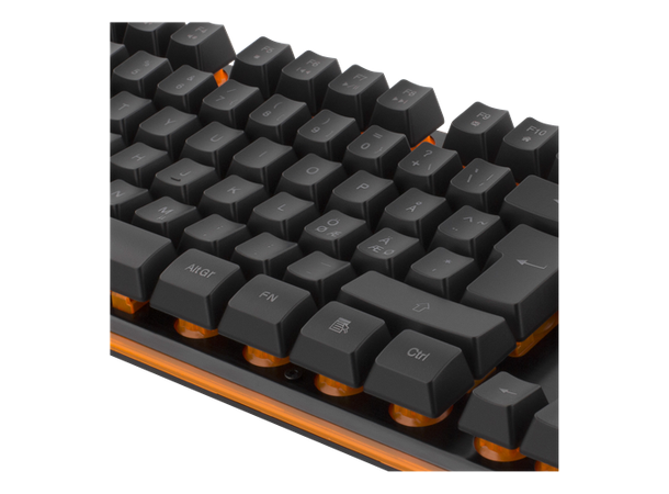 DELTACO GAMING tastatur USB, membranbrytere, oransje belysning 