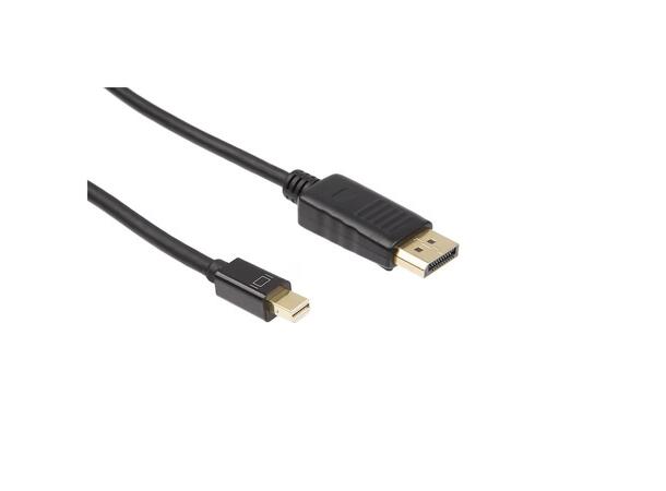 MiniDP til Displayport kabel 2m (sort) 4K60Hz, 3D Video, PVC 