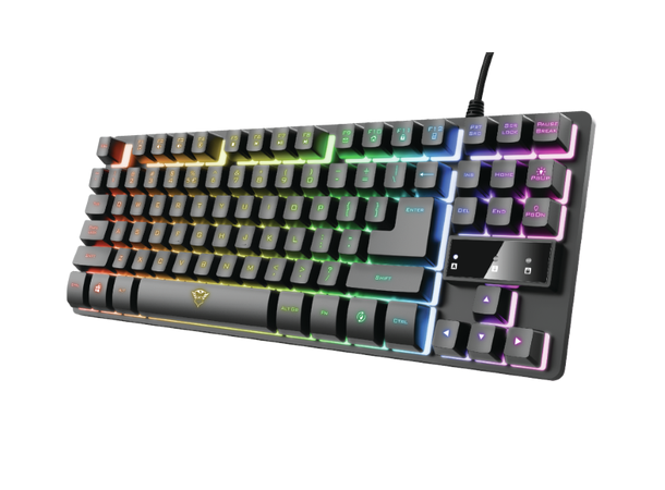 TRUST GXT 833 THADO TKL Gaming Tastatur USB, Membran taster, RGB, Nordisk -  Gamera