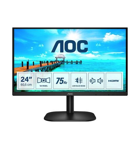 AOC 24" skjerm 24B2XDAM 1920x1080 VA, 75hz, 4ms, 3000:1,VGA/HDMI