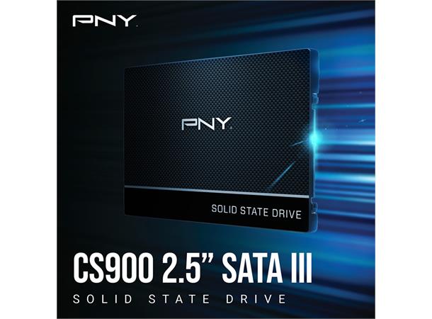 PNY CS900 SATA 480GB 2,5" SSD 7mm SATA 3,Opptil 550MB/s les, 500MB/s skriv