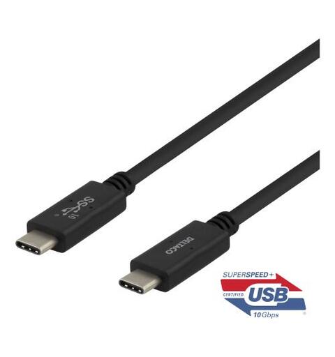 Deltaco USB-C to USB-C cable, 1m Sort, 100W