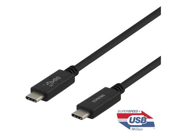 Deltaco USB-C to USB-C cable, 1m Sort, 100W 