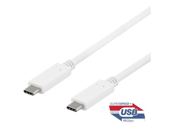 Deltaco USB-C to USB-C cable, 1m Hvit, 100W 