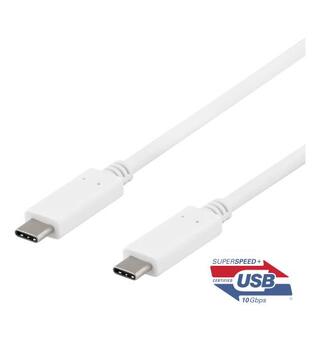 Deltaco USB-C to USB-C cable, 1m Hvit, 100W
