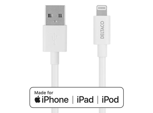 USB-A til Lightning kabel 0,5 meter Hvit Made for iPhone, iPad (MFi)